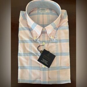 (050) Brooks Brothers Regent Light Pink and Sky Blue Check Shirt
